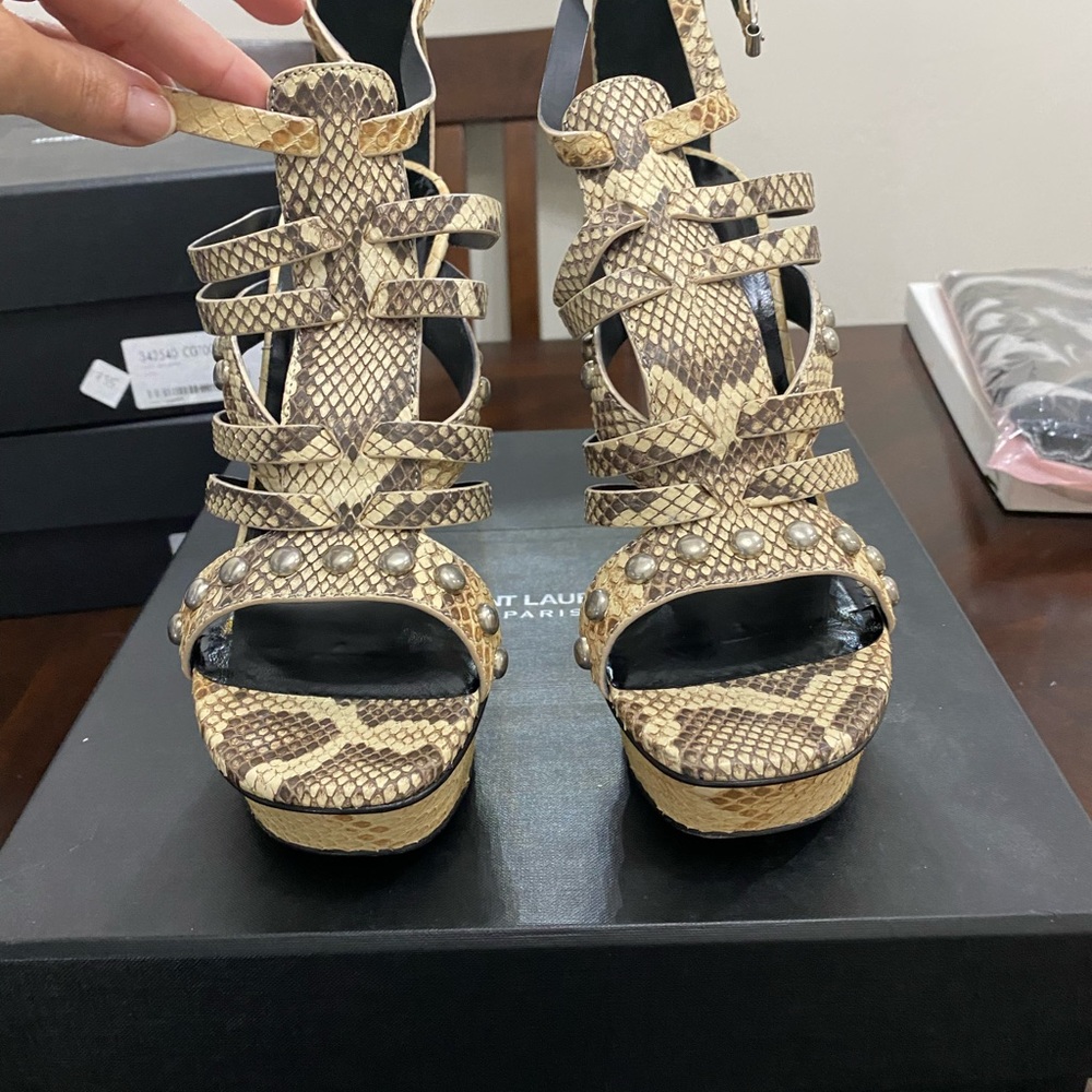 Saint Laurent Beige Python Bianca 105 Sandal - image 7